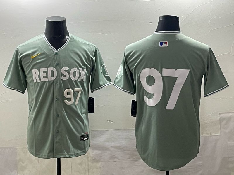 Men 2025 Boston Red Sox #97 No Name Green Nike MLB Jersey style 02